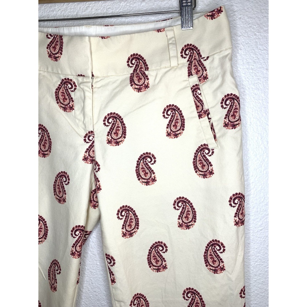 Ann Taylor LOFT Tan Red Paisley Cotton Blend Original Ankle Pants Size 4 - Picture 3 of 7
